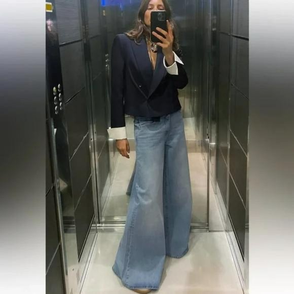 ZARA Z1975 HIGH RISE WIDE LEG JEANS - Picture 2 of 5
